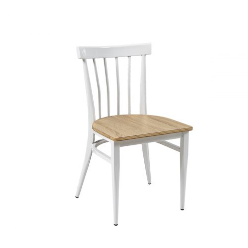 silla baltimore blanca asiento laminado roble