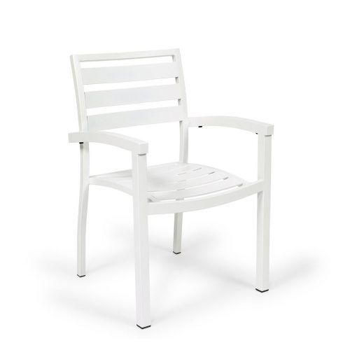 sillón Eros aluminio blanco y lamas en blanco