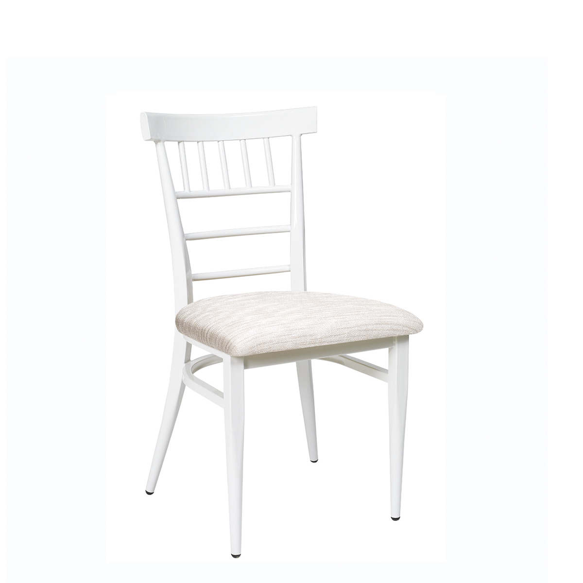 silla nevada blanca con asiento tapizado