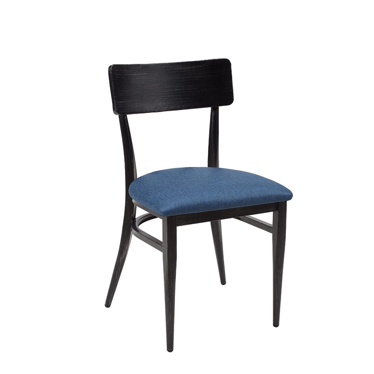 silla pensilvania negro envejecido tapizado azul