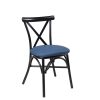 silla atico negro tapizado azul