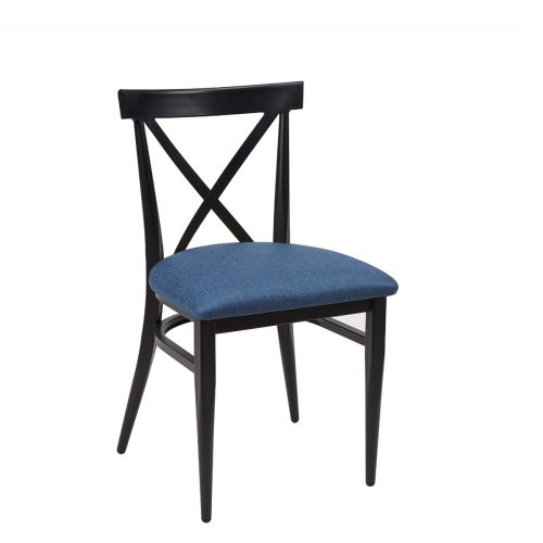 silla orlando negro tapizado azul