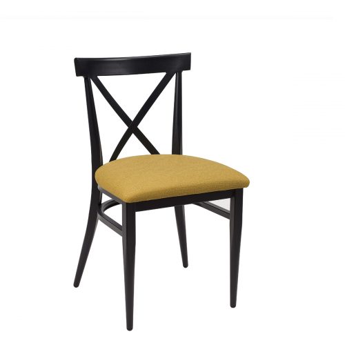 silla orlando negro tapizado mostaza