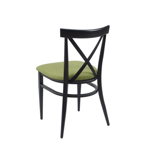 silla orlando negro tapizado verde trasera