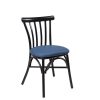 silla portico negro tapizado azul