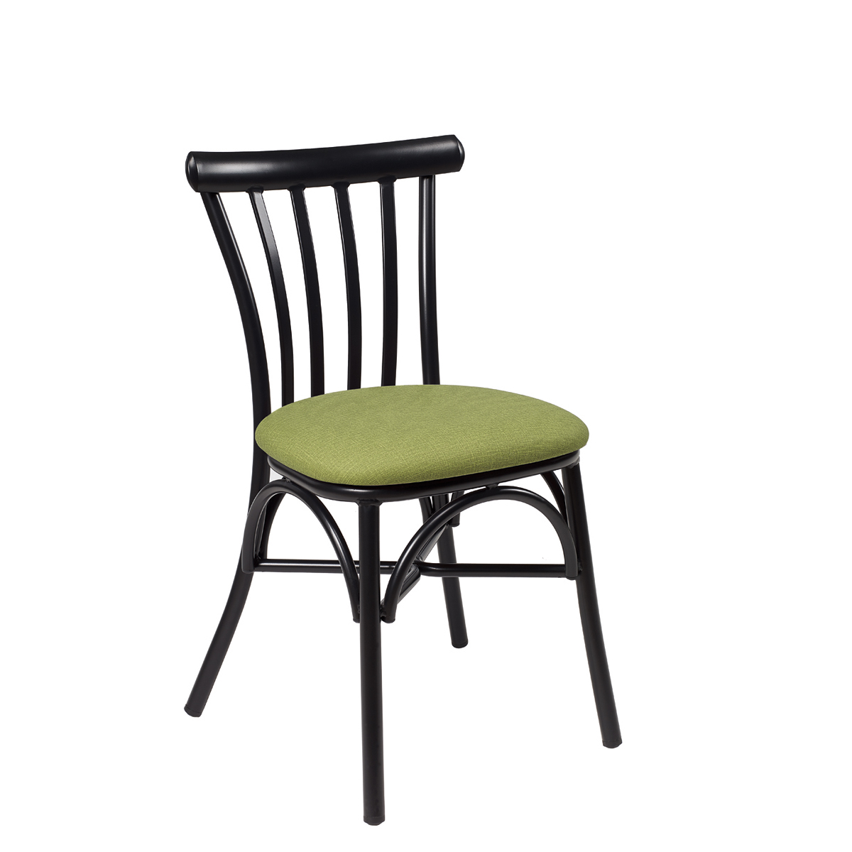 silla portico negro tapizado verde