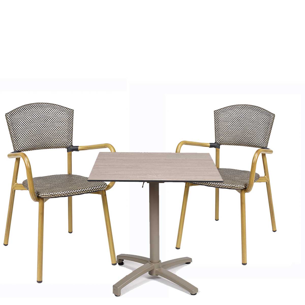 conjunto sillón protofino textilene dorado con mesa noruega REYMA