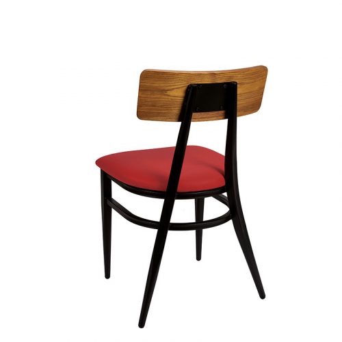 silla montana negra con respaldo en macizo y asiento tapizado samba de espaldas REYMA