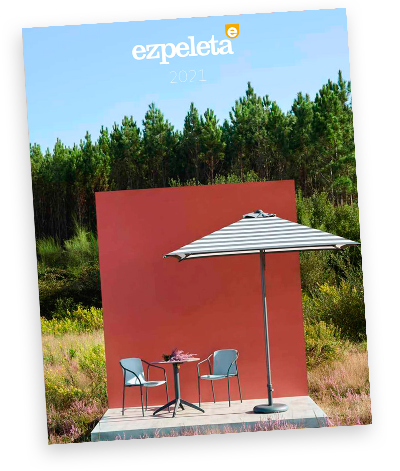portada catálogo mobiliario contract hosteleria en resina Ezpeleta 2021