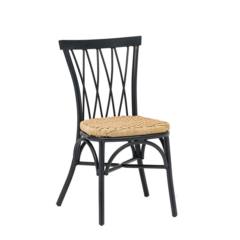 silla Monet negro asiento cuerda crema