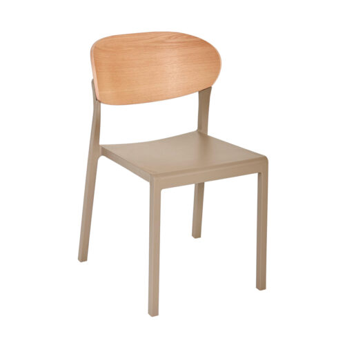 Silla resina madera Bake wood taupe
