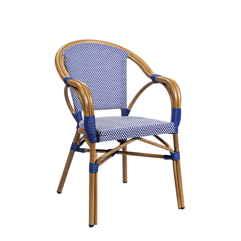 sillón Biarritz deco Bambú con asiento y respaldo en textilene Duo azul y blanco sillón Biarritz deco Bambú con asiento y respaldo en textilene Duo azul y blanco