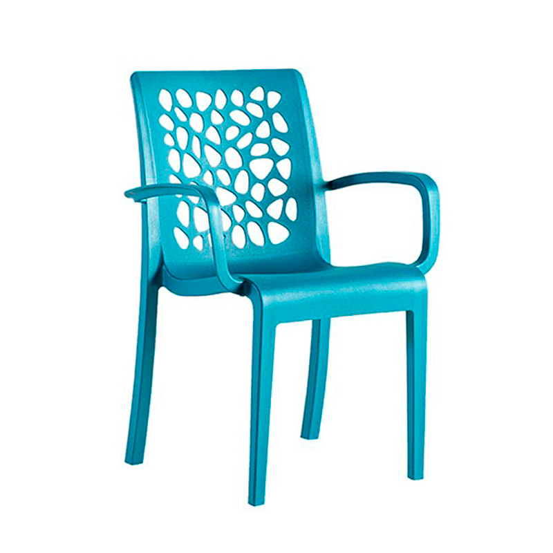 Sillón resina Tulipe con brazos azul
