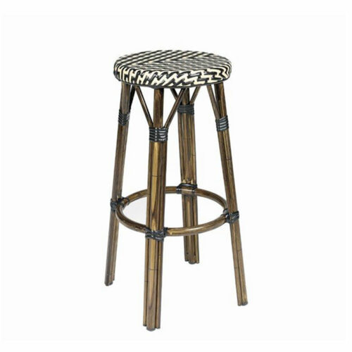 Banqueta Charlotte deco bambu medula negra y blanca