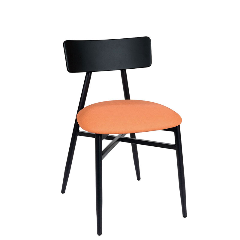 Silla brooklyn negro tapizado teja