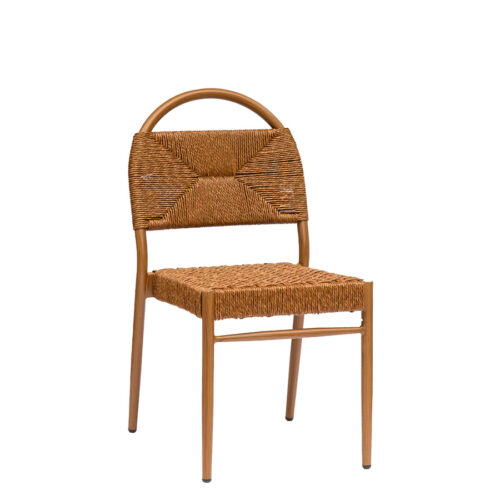 silla Cazorla deco nogal claro y cuerda marrón