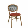 Silla Cracovia nogal claro respaldo soho tapizado terracota