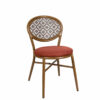 Silla Cracovia nogal claro respaldo soho tapizado terracota