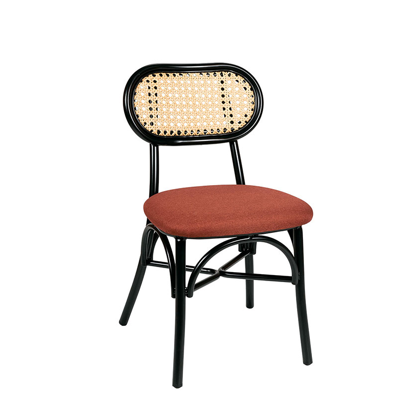 Silla New Verdi roble natural tapizado terracota