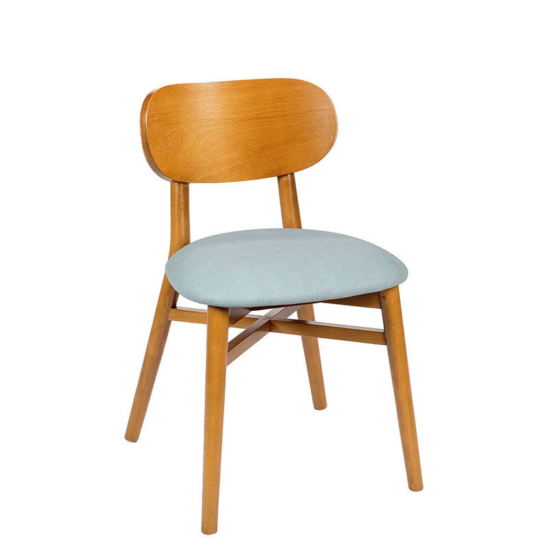 Silla Zagreb madera tapizado celeste
