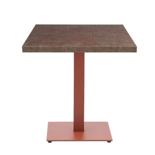 mesa Munich Terracota IN pie cuadrado con tablero cuadrado