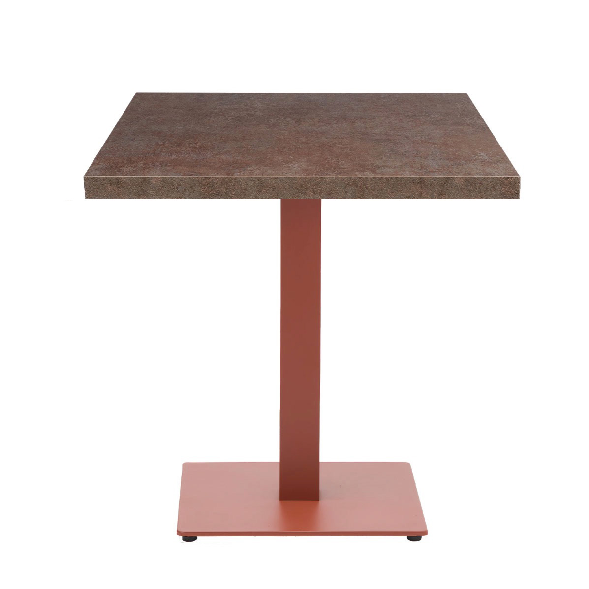 mesa Munich Terracota IN pie cuadrado con tablero cuadrado
