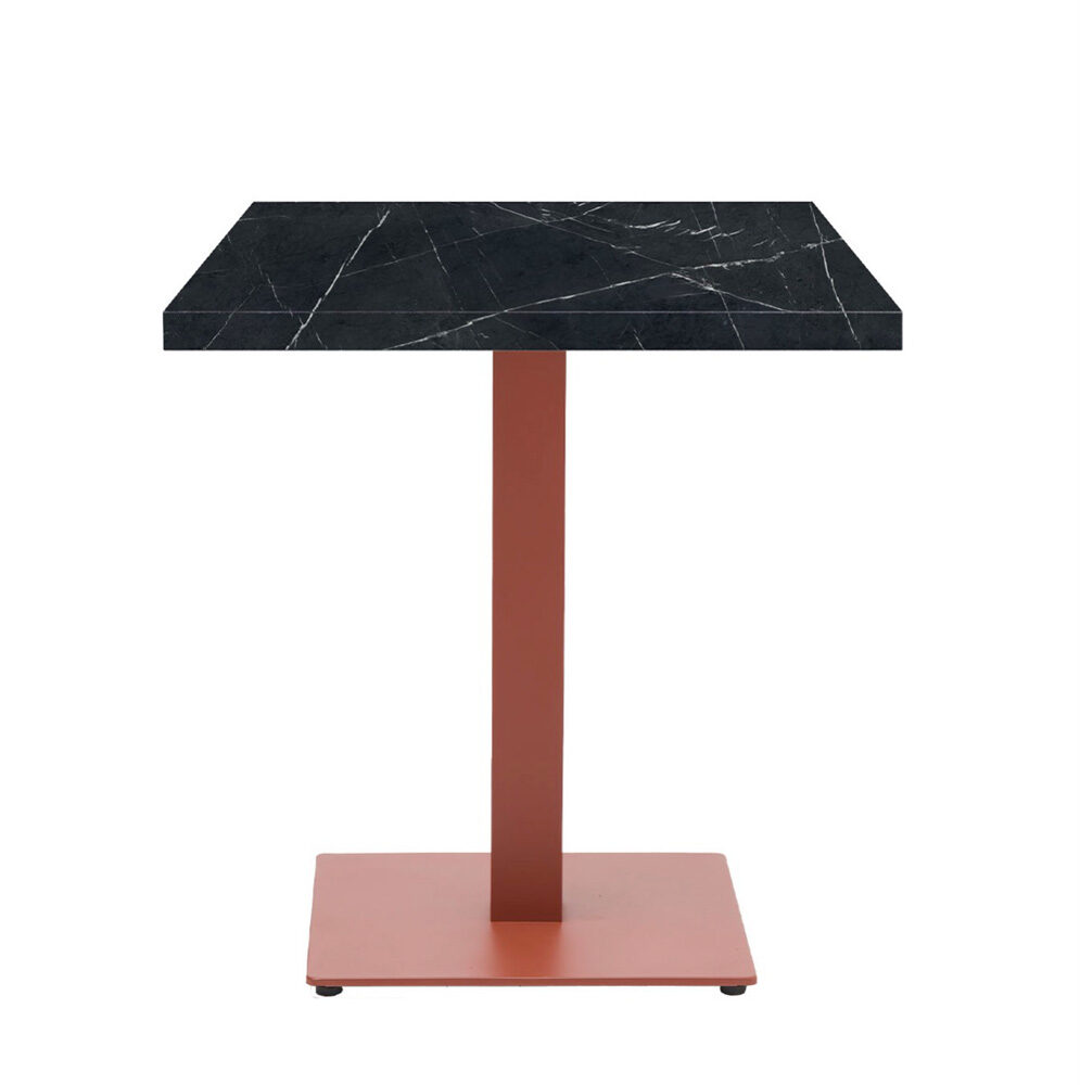 mesa Munich Terracota IN pie cuadrado con tablero cuadrado