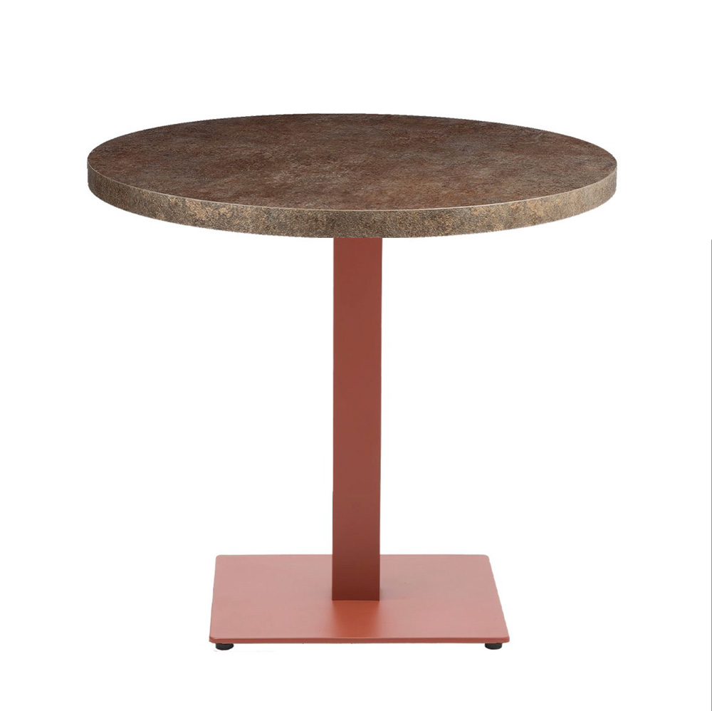 mesa Munich Terracota IN pie cuadrado con tablero redondo mesa Munich Terracota IN pie cuadrado con tablero redondo