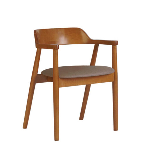 sillón Varsovia madera de Haya barnizado Cedro con asiento tapizado